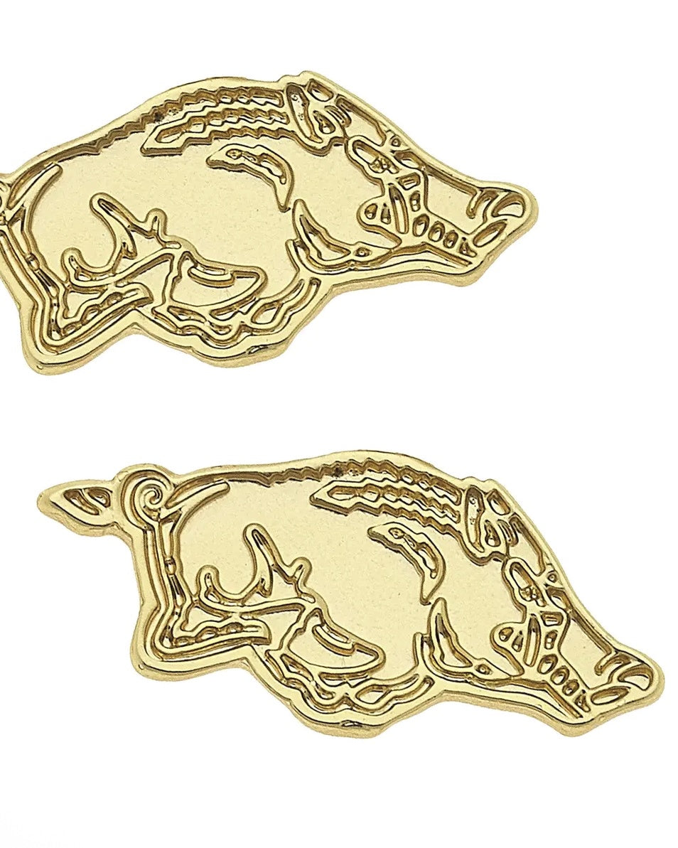 Razorbacks 24K Gold-Plated Stud Earrings