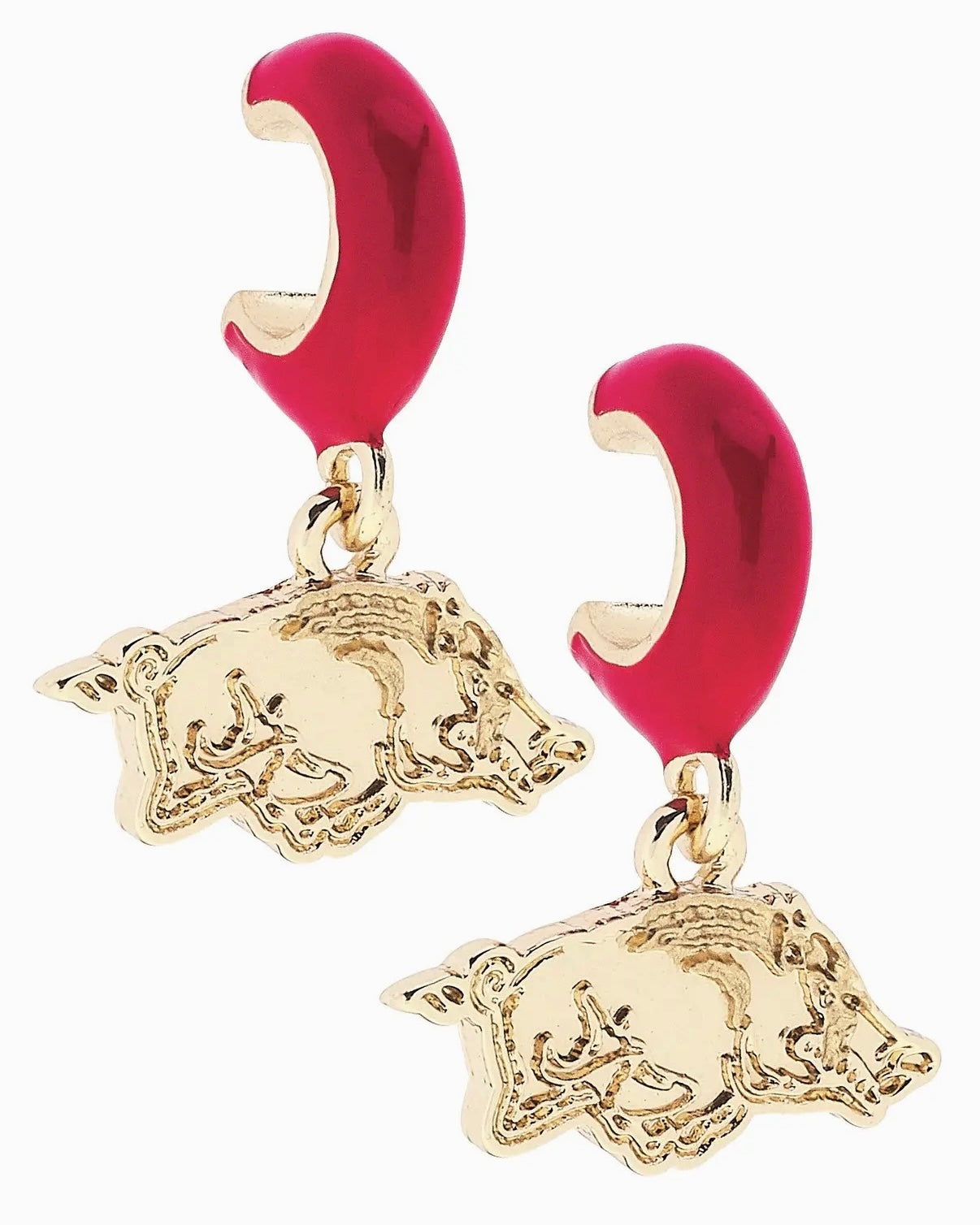 Razorback Enamel Huggie Earrings