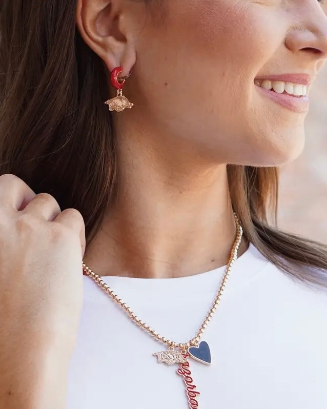 Razorback Enamel Huggie Earrings