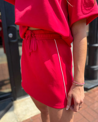 Red Modal Varsity Skort
