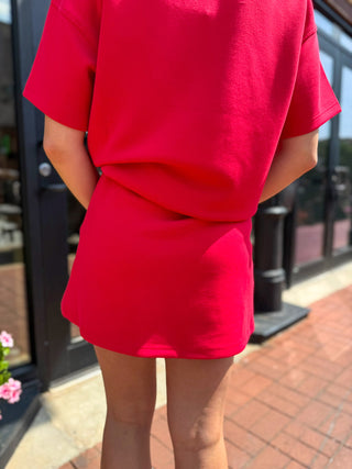 Red Modal Varsity Skort