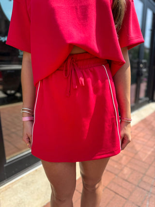Red Modal Varsity Skort