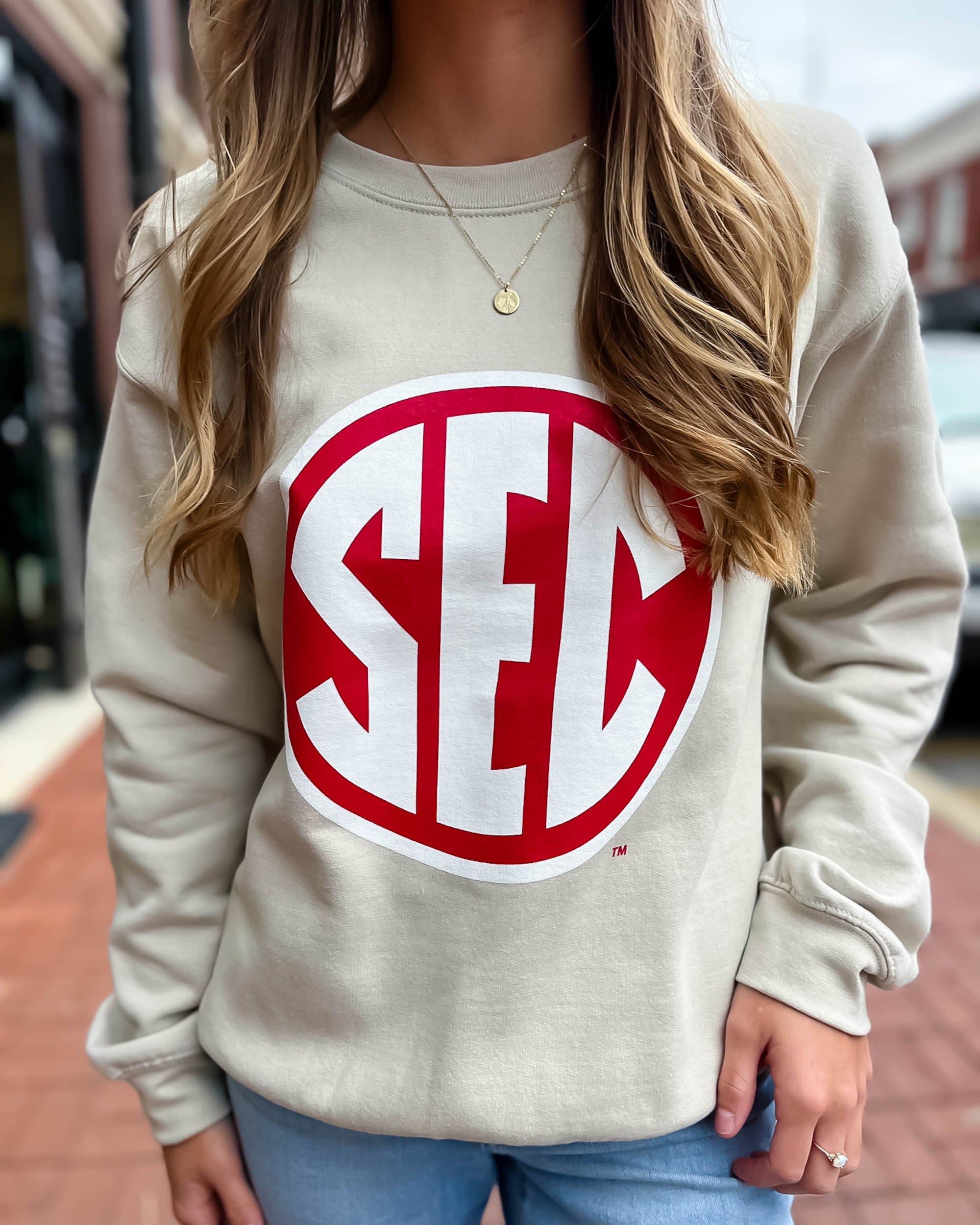 closeup of SEC sweatshirt
