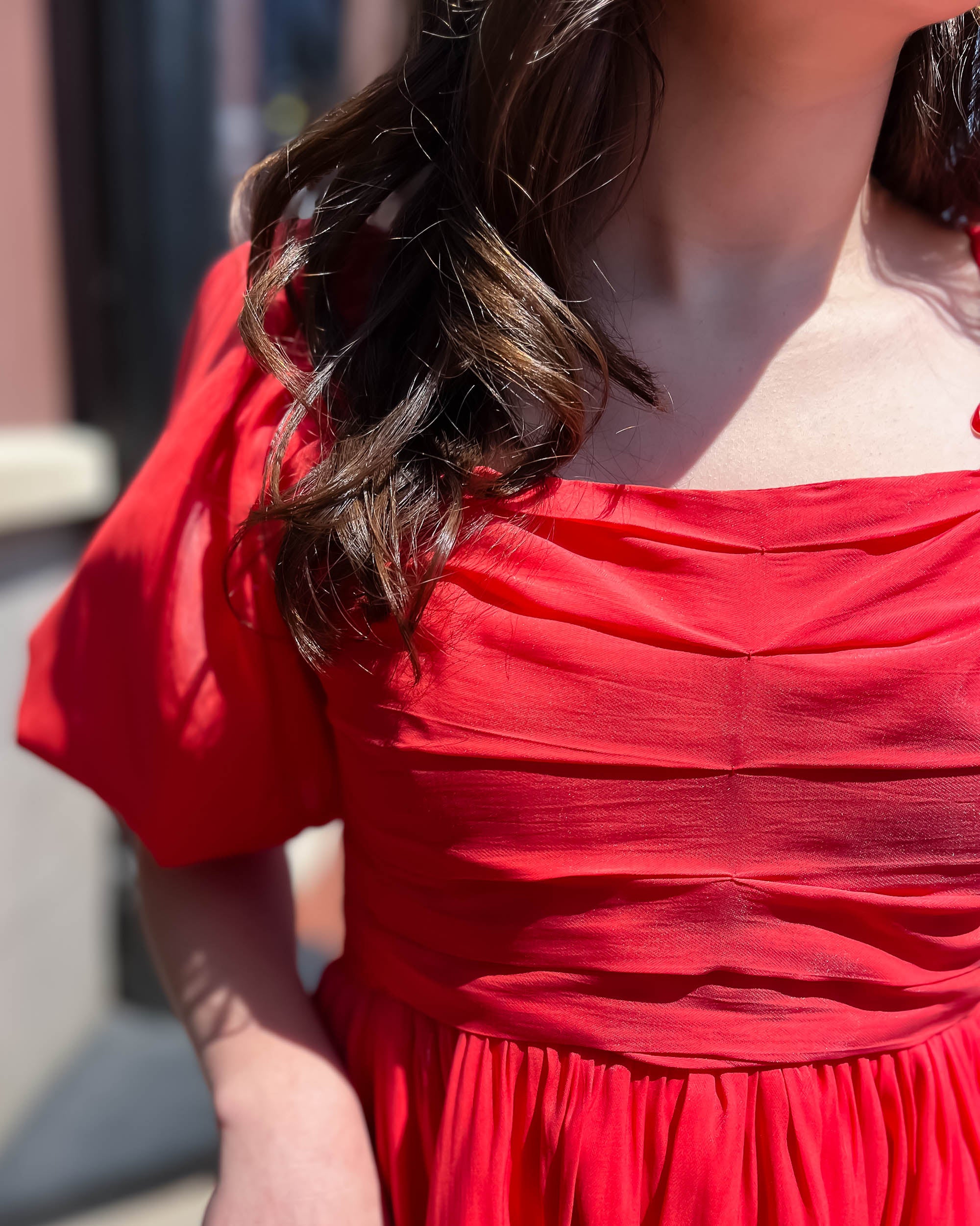 Shimmery Coral Babydoll Dress