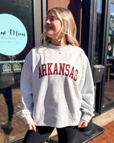 Arkansas Mockneck Sweatshirt-Red Plaid
