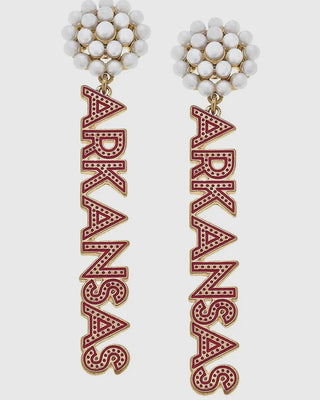 Arkansas Pearl Cluster Dotted Enamel Drop Earrings - Blue Moon Bentonville