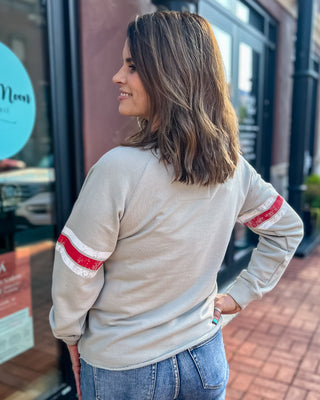 Arkansas Stokes Stack Varsity Crewneck Sweatshirt - Shopbluemoonbentonville