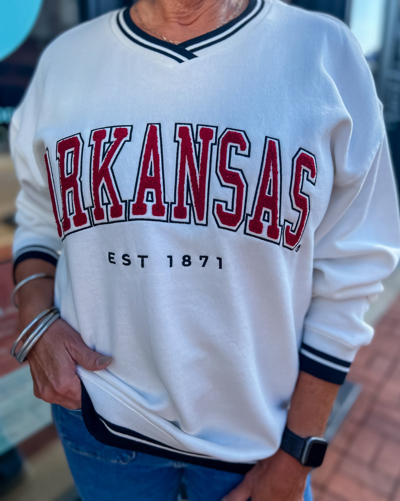 Arkansas Chenille V-Neck Sweatshirt