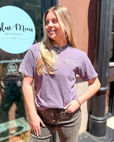 "Be More Like Jesus" Plum Puff Ink Graphic T-Shirt by Qualified Apparel - Shopbluemoonbentonville
