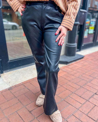 Black Faux Leather Pants