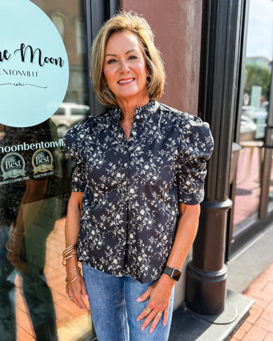 Black Floral Blouse