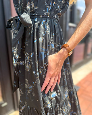Black Floral Print Tiered Midi Dress - Blue Moon Bentonville
