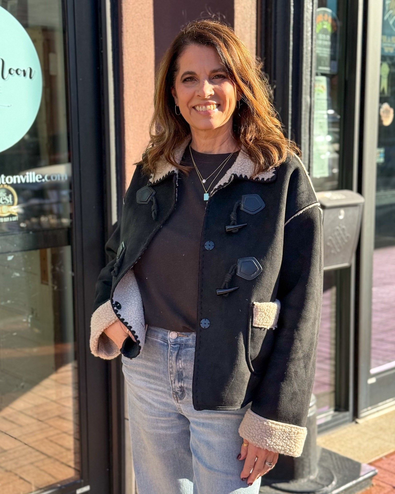 Black Suede/Shearling Jacket