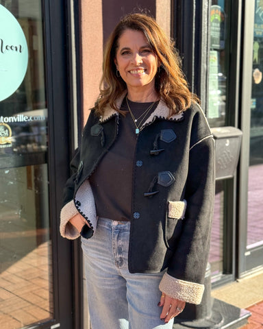 Black Suede/Shearling Jacket