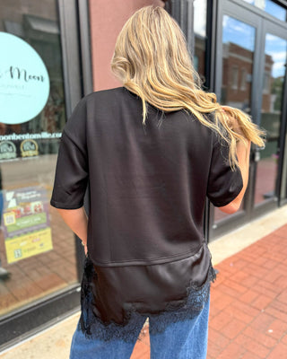 Black Top w/Lace Contrast Hem - Blue Moon Bentonville