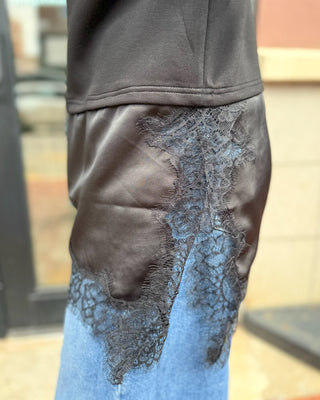 Black Top w/Lace Contrast Hem - Blue Moon Bentonville