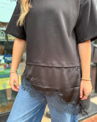 Black Top w/Lace Contrast Hem - Blue Moon Bentonville