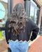 Black/Mocha Sweater w/Scallop Hem