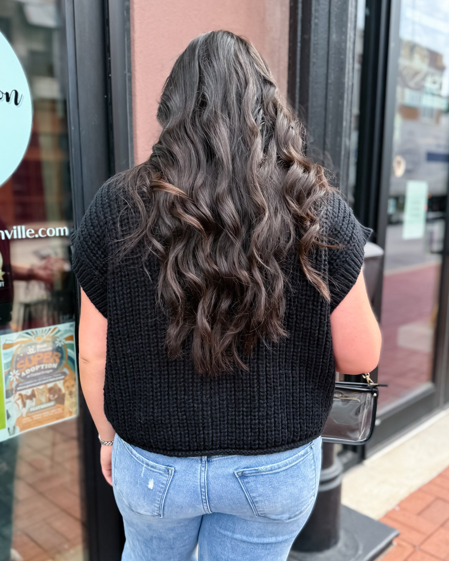 Black Oversized Button-Down Sweater