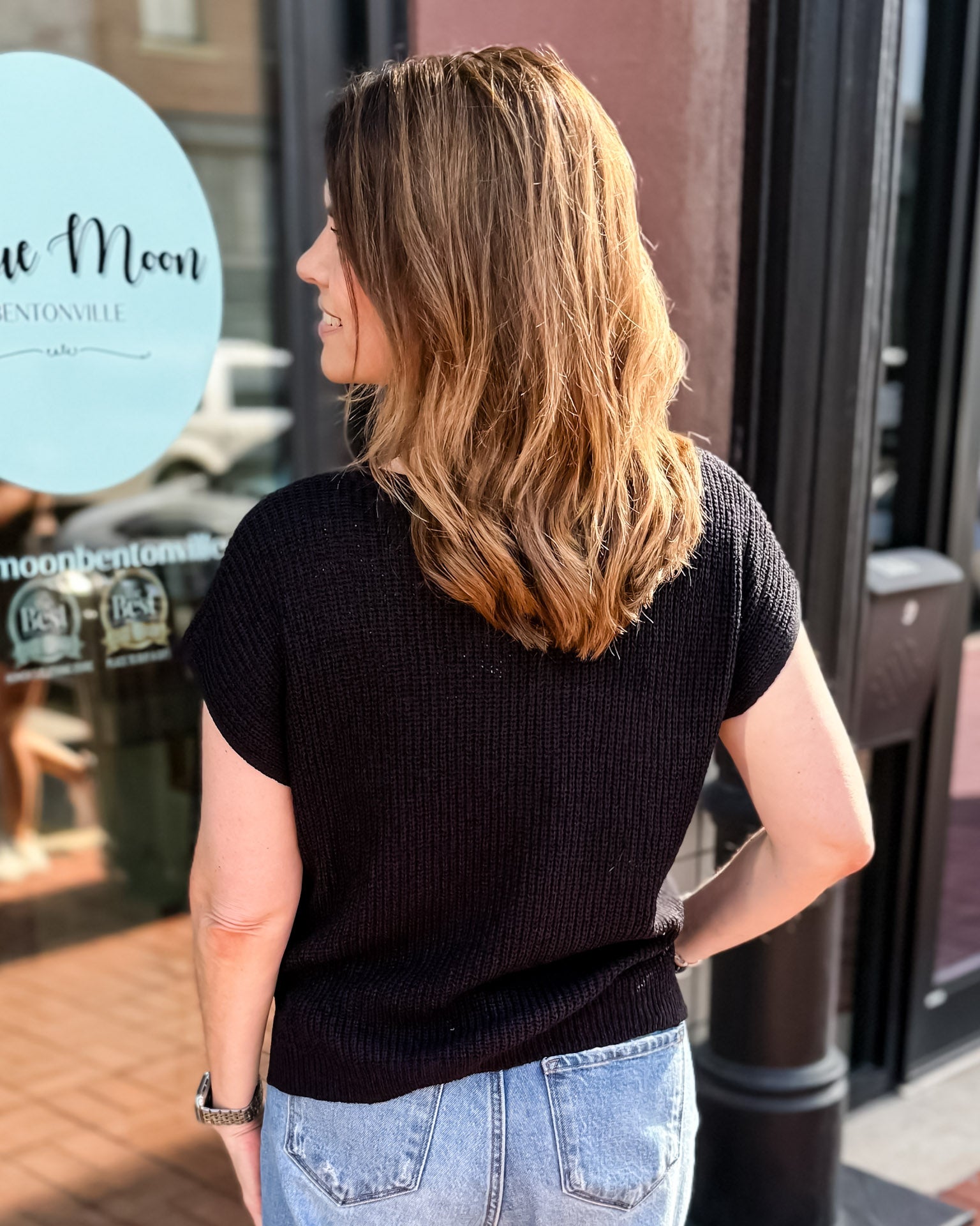 Black Split-Neck Sweater