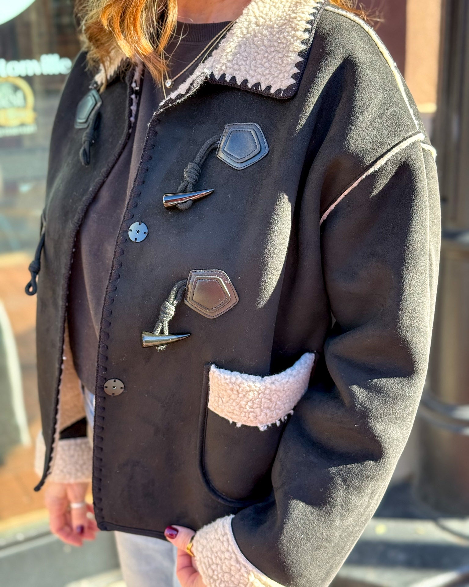 Black Suede/Shearling Jacket