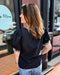 Black Top with Leopard Accent