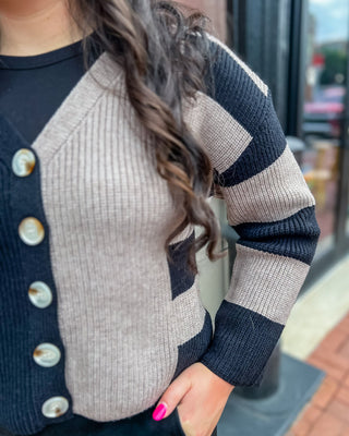 Black/Oat Colorblock Cardigan - Shopbluemoonbentonville