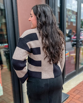 Black/Oat Colorblock Cardigan - Shopbluemoonbentonville