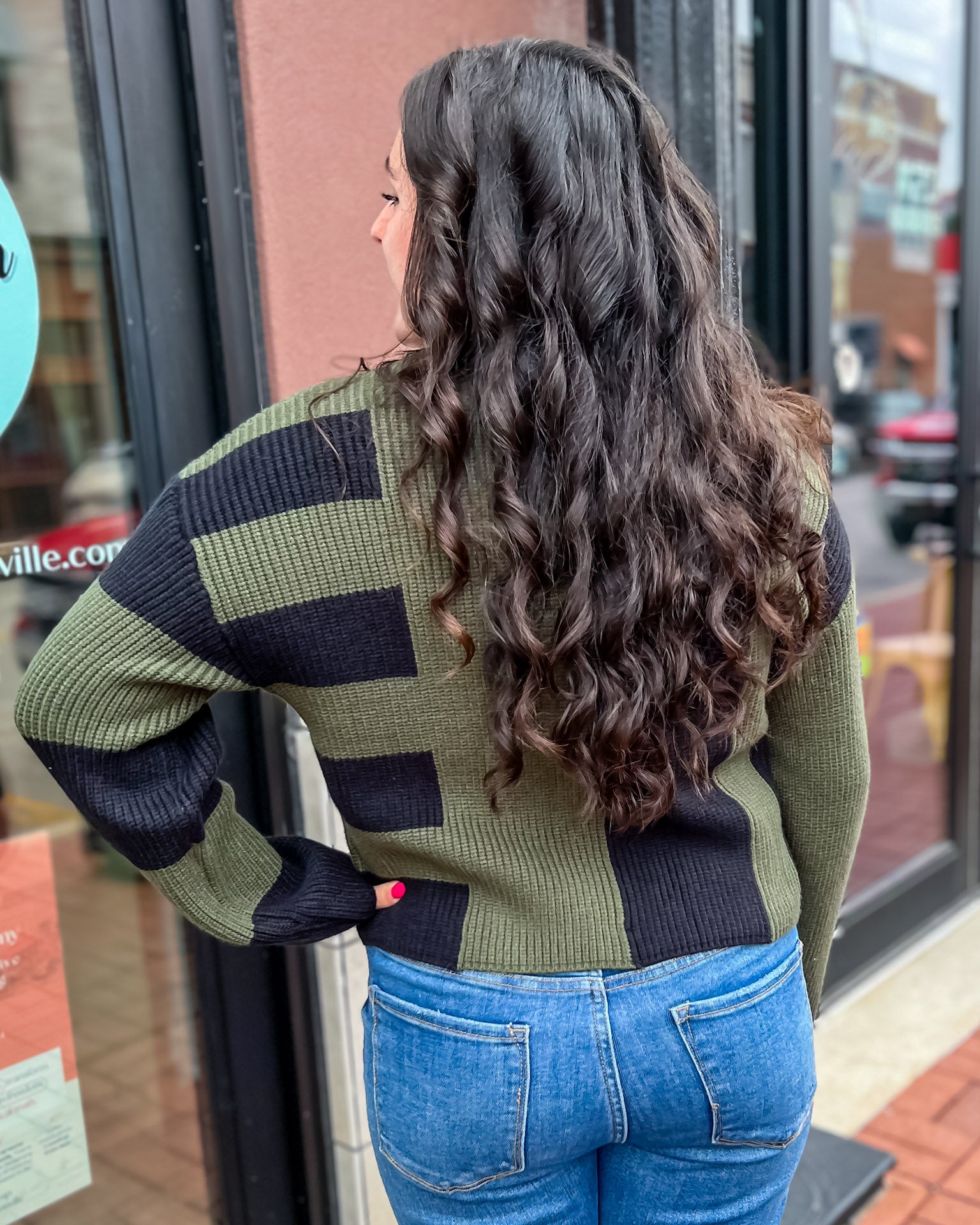 Black and Olive Colorblock Cardigan