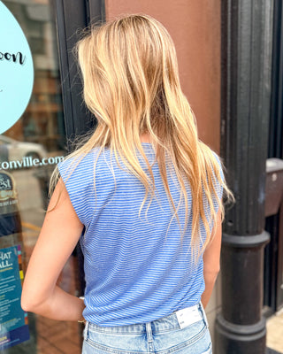 Blue Stripe Bubble Hem Tank - Shopbluemoonbentonville