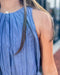Blue Indigo Silky Pleated Dress