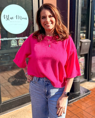 Bright Pink Boxy Sweater - Shopbluemoonbentonville