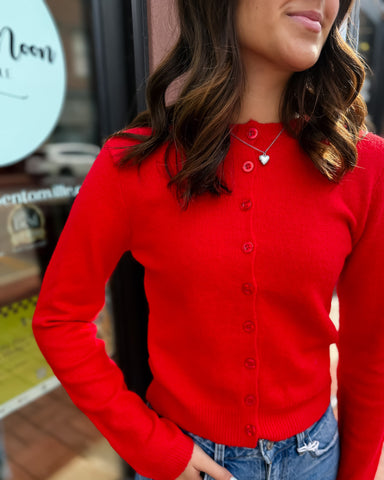 Bright Red Cardigan
