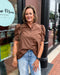 Brown Blouse w/Puff Sleeves