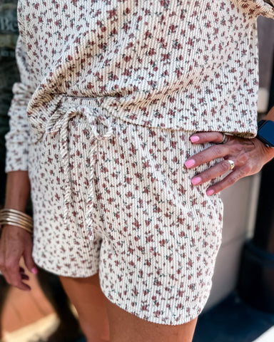 Brown Floral Lounge Shorts