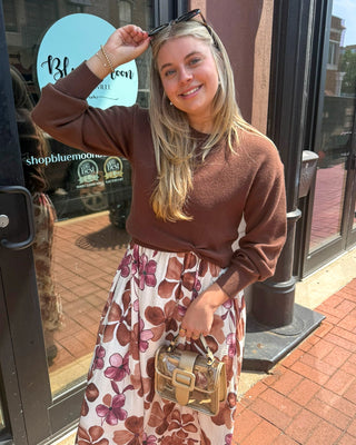 Brown Floral Midi Sundress & Sweater Set - Blue Moon Bentonville