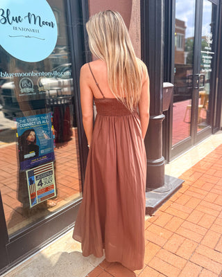 Brown Pintucked Sundress - Shopbluemoonbentonville