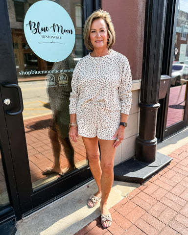 Brown Floral Henley Lounge Top
