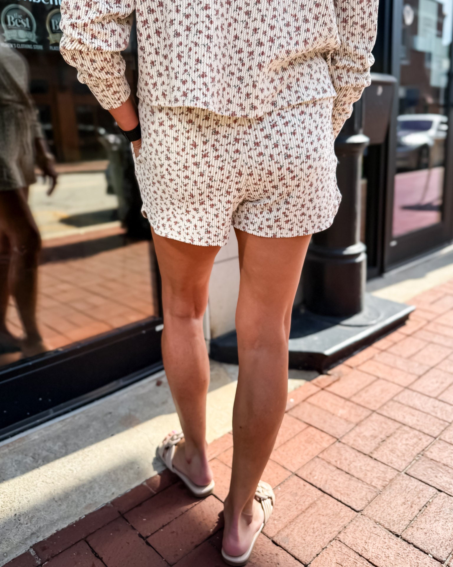 Brown Floral Lounge Shorts