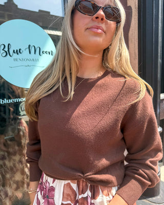 Brown Floral Midi Sundress & Sweater Set