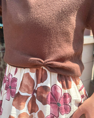 Brown Floral Midi Sundress & Sweater Set