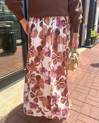 Brown Floral Midi Sundress & Sweater Set