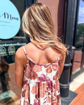 Brown Floral Midi Sundress & Sweater Set