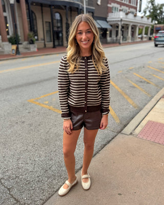 Brown/Ivory Striped Cardigan - Blue Moon Bentonville