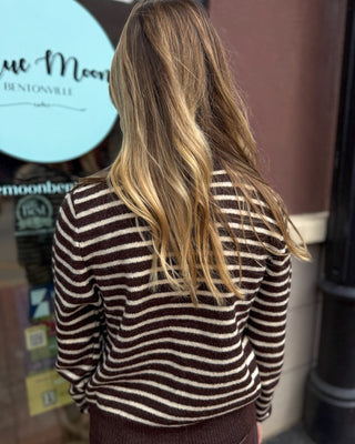 Brown/Ivory Striped Cardigan - Blue Moon Bentonville