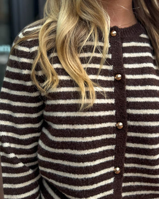 Brown/Ivory Striped Cardigan - Blue Moon Bentonville