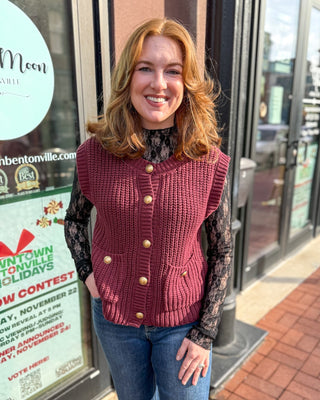 Burgundy Chunky Sweater Vest - Shopbluemoonbentonville