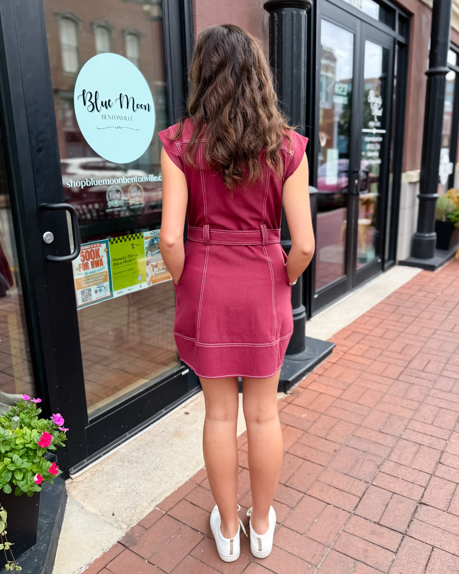 Burgundy Sleeveless Shirt Dress