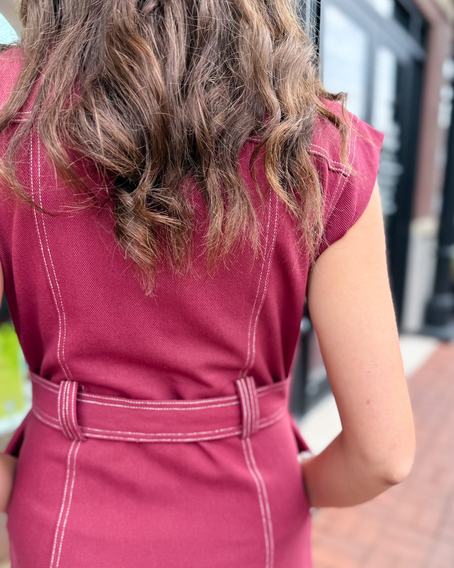 Burgundy Sleeveless Shirt Dress