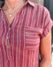 Burgundy Striped Button-Down Shirt